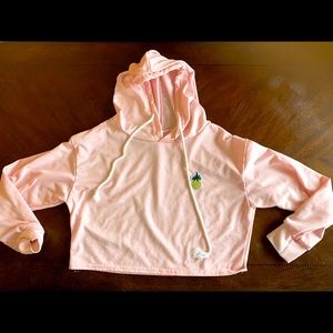 pink cropped hoodie